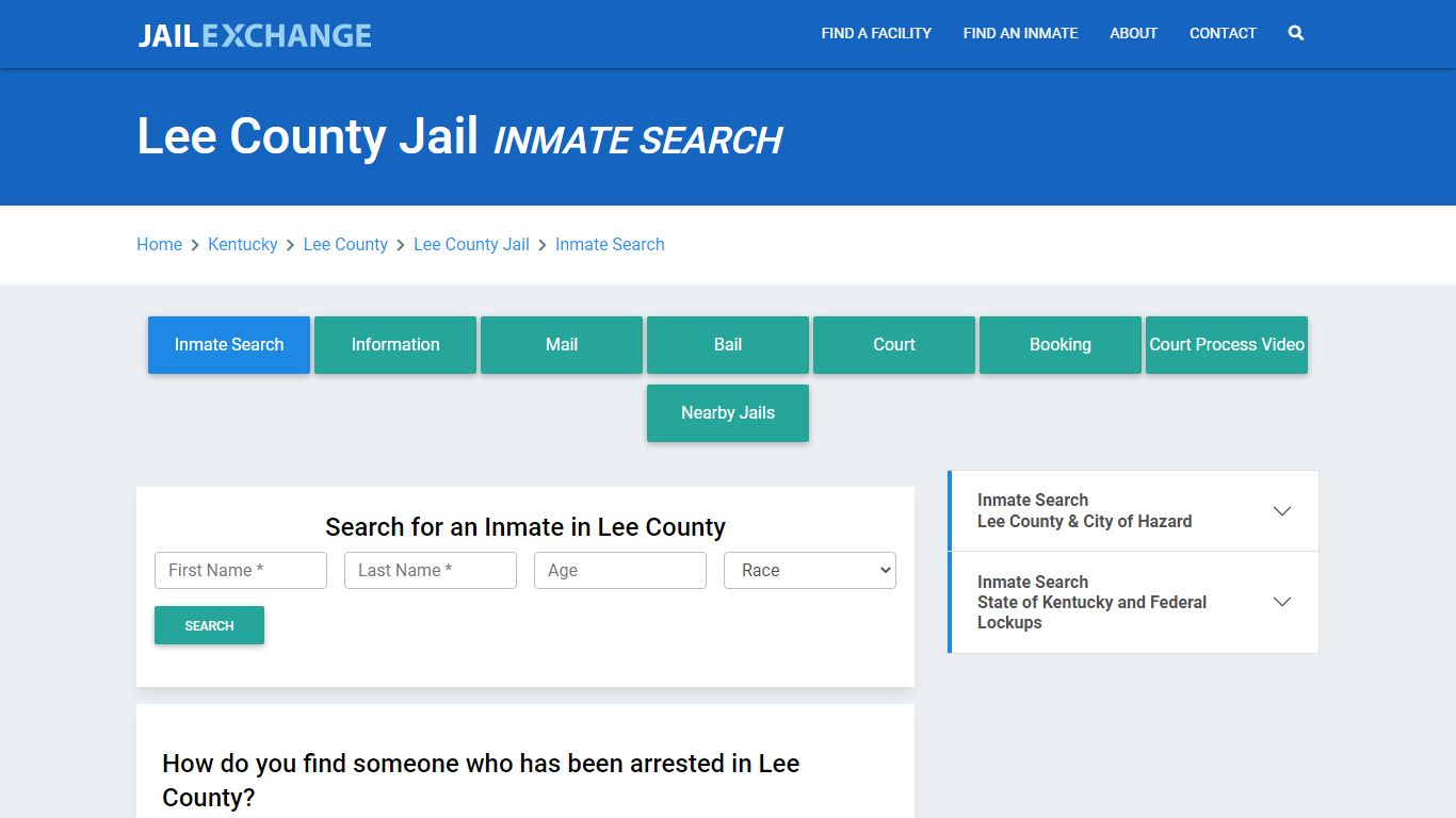 Lee County Jail, KY Inmate Search: Roster & Mugshots