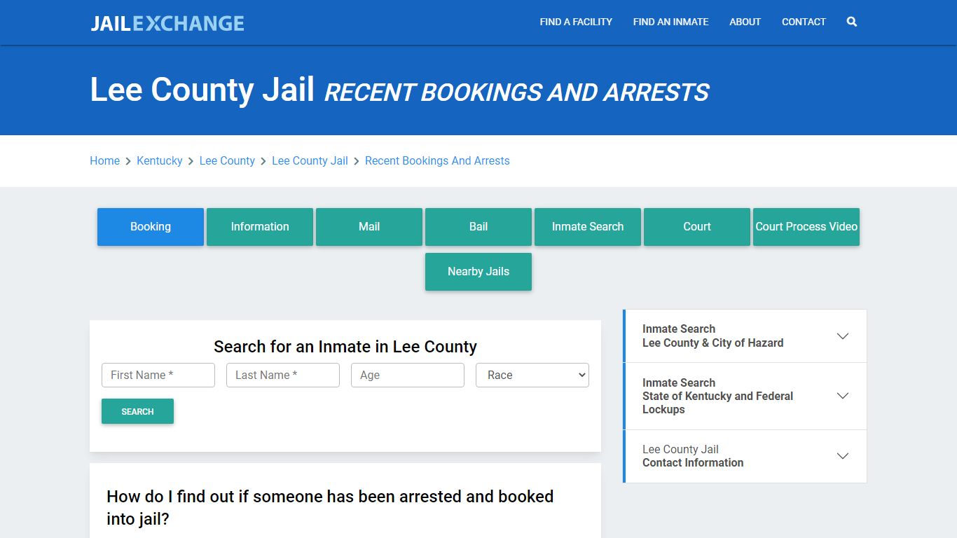 Lee County Jail Recent Bookings And Arrests - Jail Exchange